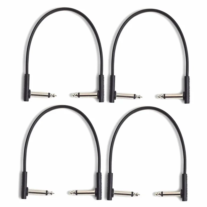 RockGear RockBoard Flat Patch Cable Black 20cm (7.87″) 4 Pack Bundle