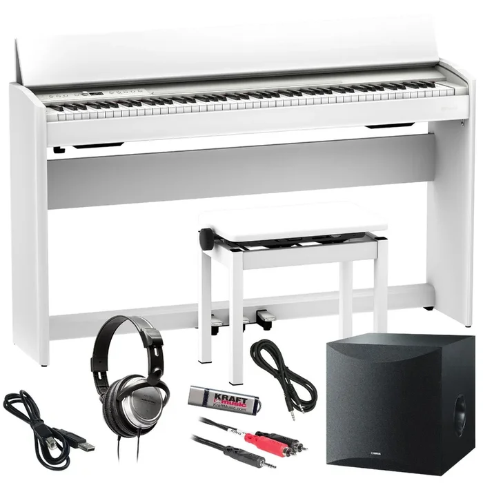 Roland F701 Digital Piano – White COMPLETE HOME BUNDLE PLUS