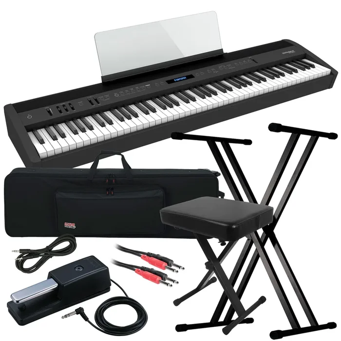 Roland FP-60X Digital Piano – Black STAGE ESSENTIALS BUNDLE