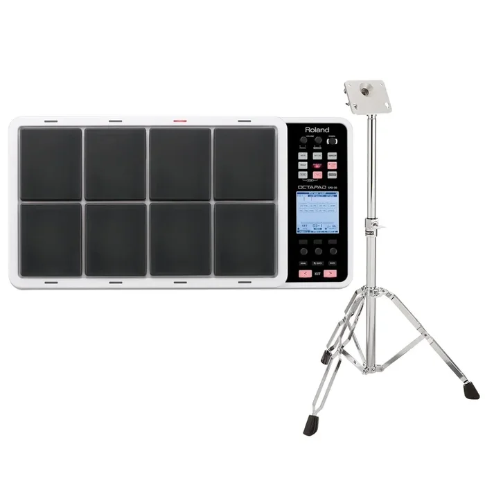 Roland SPD30 Octapad Digital Percussion Pad (White) Bundle w/ Roland PDS10 Stand for SPD Series Products