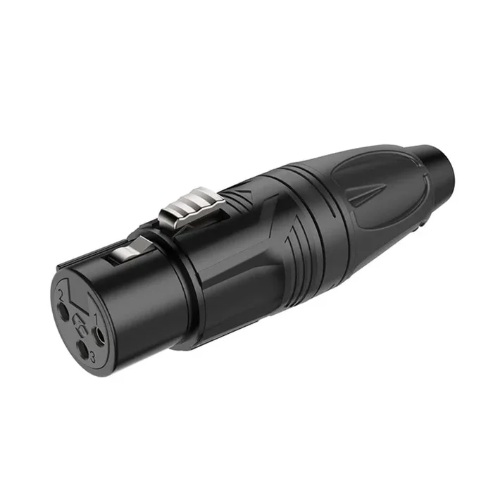 Roxtone RX3F-BG 3 Pole XLR Female Black Electrophoretic Paint Shell with Gold Plated Contacts Connector