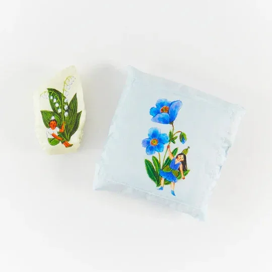 Sarah’s Silks x Phoebe Wahl tooth fairy pillow & fairy set – blue