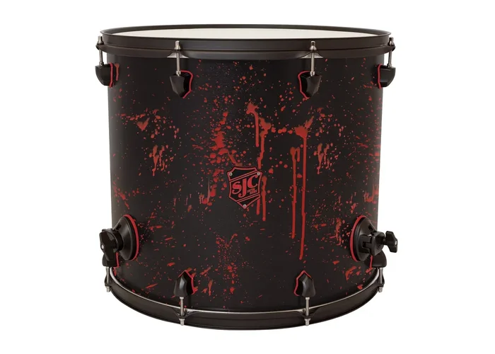 School of Rock 16×18 Floor Tom – Matte Black w/ Red Splatter