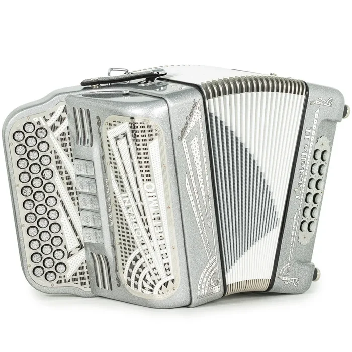 Settimio Soprani Castello II Ultra Compact 5 Switch Accordion FBE Silver Glitter and White