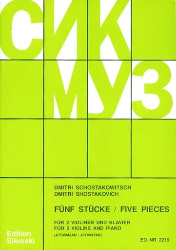 Shostakovich, Dmitri: Five Pieces for 2 violins and piano