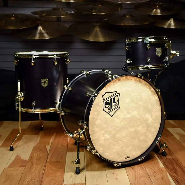 SJC 12/16/22 3pc. Tour Series Drum Kit Flat Black w/Brass Hdw