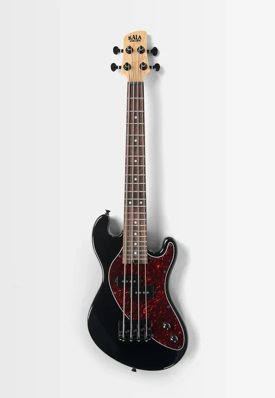Solid Body 4-String Jet Black Fretted U•BASS® — Tortoiseshell Pickguard