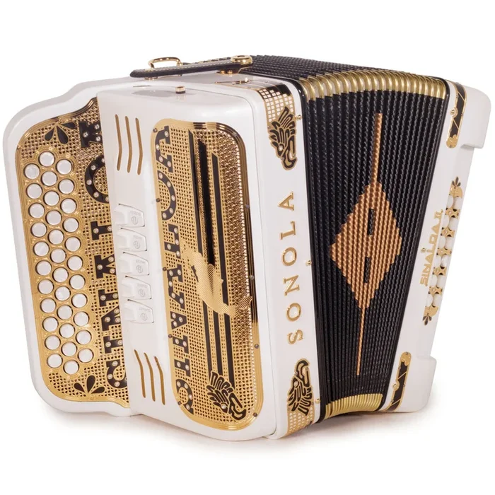Sonola Accordion Special Edition Sinaloa 5 Switch FBE White with Gold