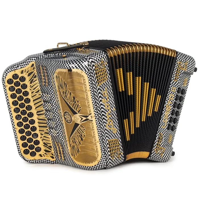 Sonola Loreto II Ultra Compact Accordion 5 Switch FBE Celluloid Checkered with Gold