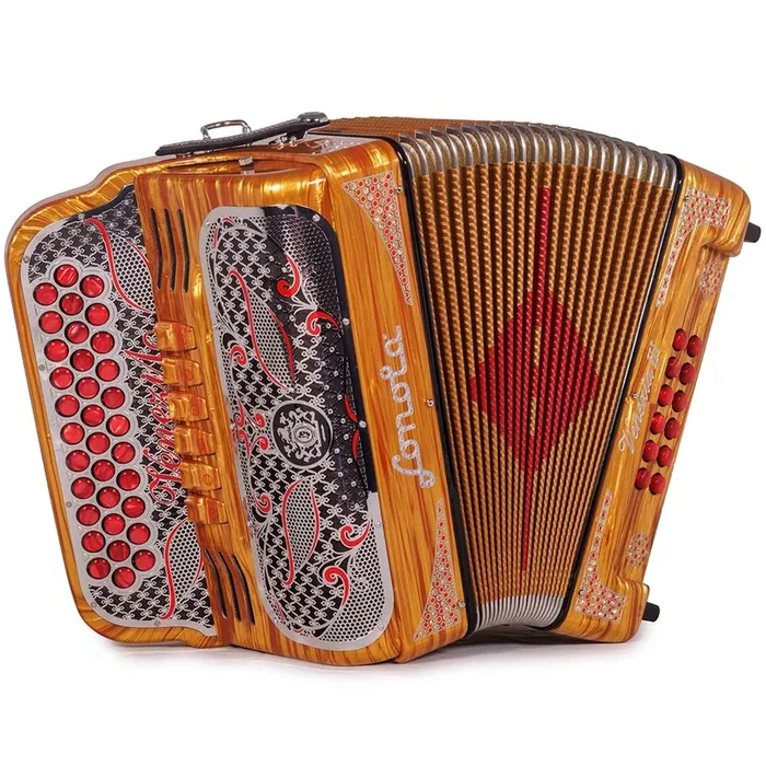 Sonola Venezia III Accordion 6 Switch FBE Celluloid Wood Silver with Red Buttons