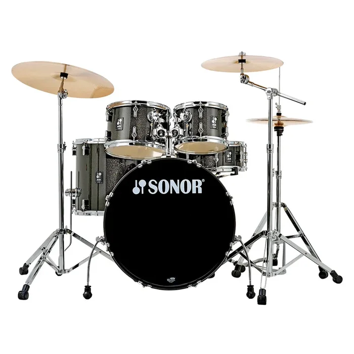Sonor AQX Series Studio 5-Piece Kit with 1000 Series Hardware Set & Cymbals – Black Midnight Sparkle