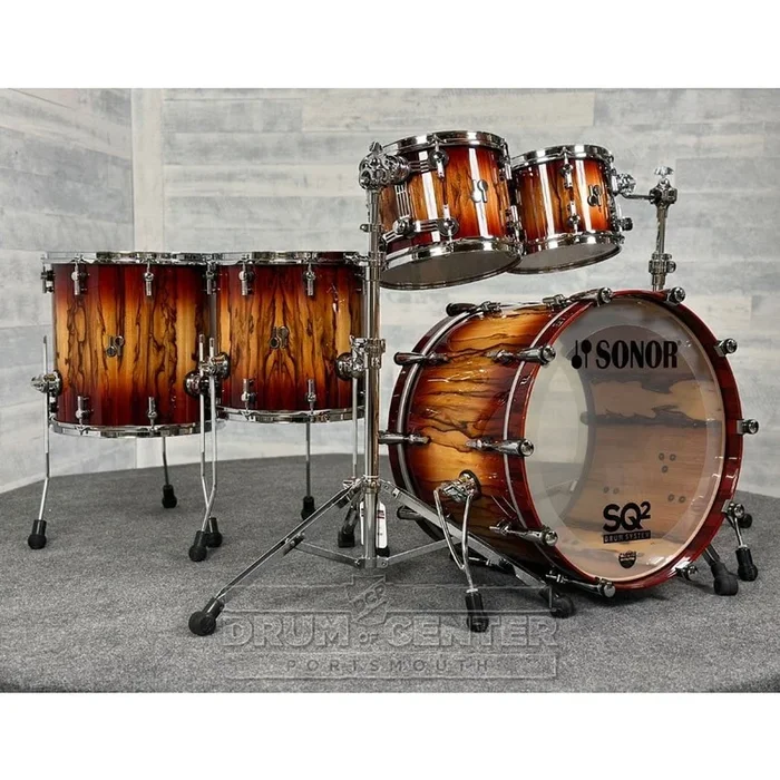 Sonor SQ2 Beech 5pc Drum Set Candy Red Burst Over African Marble