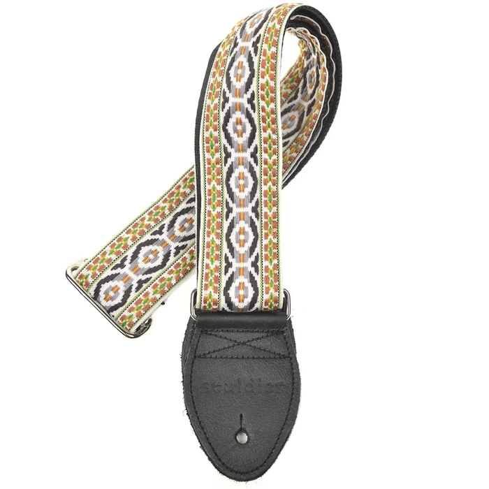 Souldier Bohemian Black/Grey/Nutmeg/Yellow on White 2″ Strap (Black Belt & Black Ends)