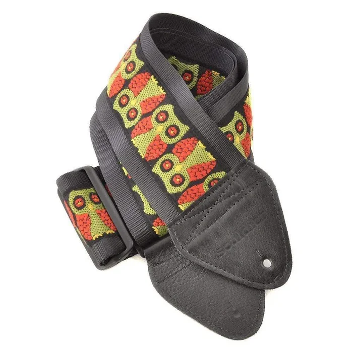 Souldier Guitar Strap – Olive Owls 3 Inch (Black Ends)
