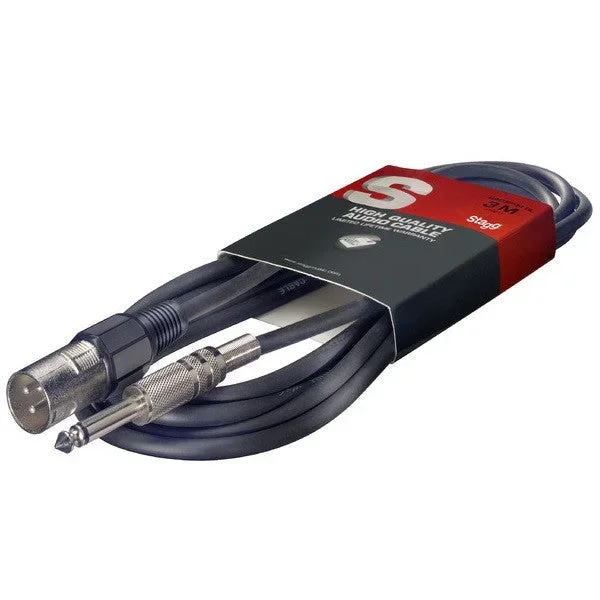 Stagg SAC3PXM DL Deluxe XLR Male to Jack Cable With Lifetime Warranty – 3 Metres