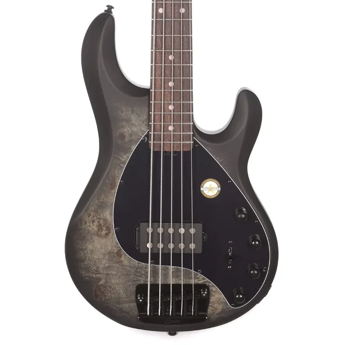 Sterling by Music Man StingRay5 5-String Burl Top Trans Black Satin