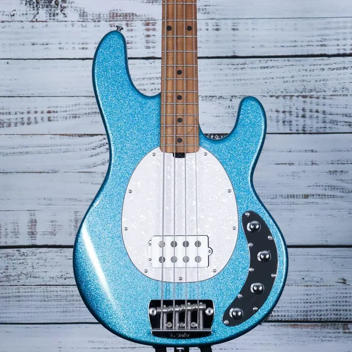 Sterling Stingray Ray34 Bass Guitar | Blue Sparkle