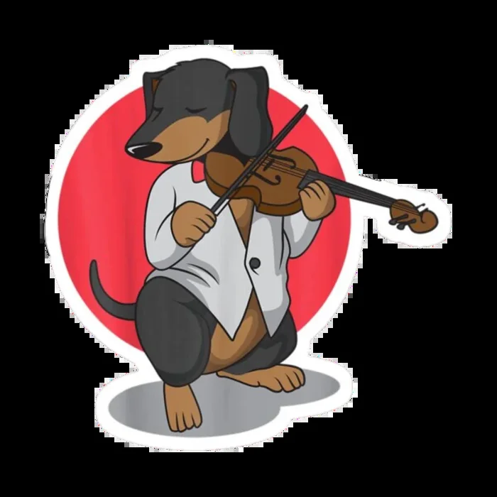 Sticker – Dachshund Playing the Violin