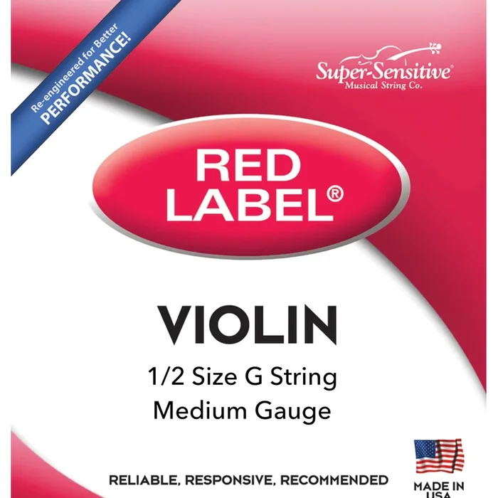 Super-Sensitive 2144 Red Label 1/2 Size Violin G String (Medium Tension)