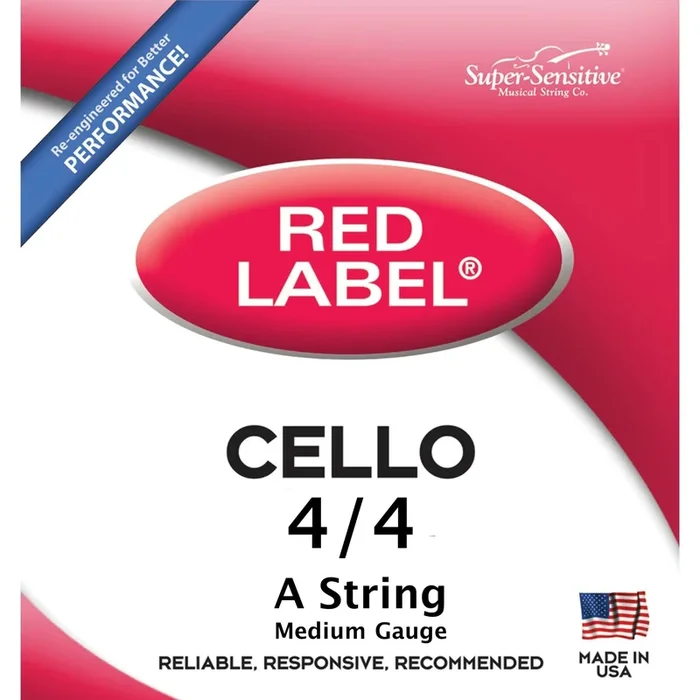 Super Sensitive 6117 Red Label 4/4 Cello A String (Medium Tension)