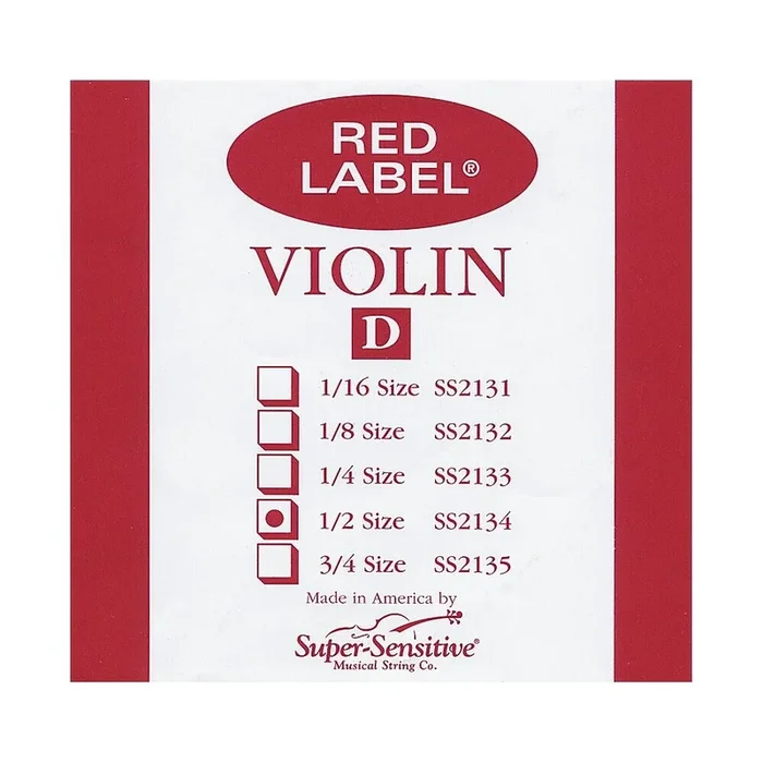 Super Sensitive Red Label Single Violin String – D 1/2