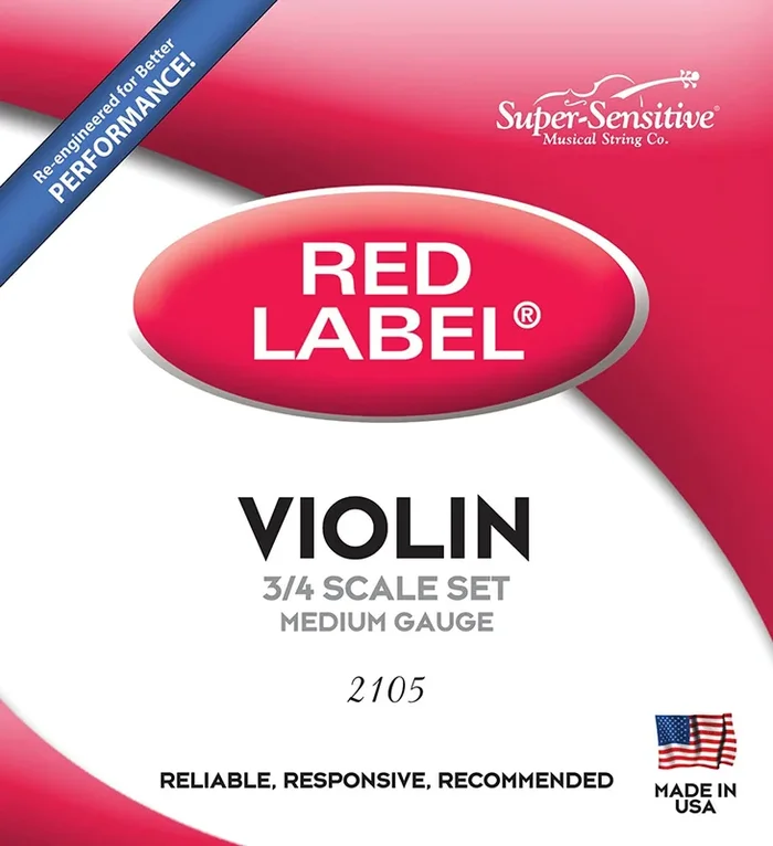 Super Sensitive Red Label: Violin String Set 3/4 – Medium Gauge