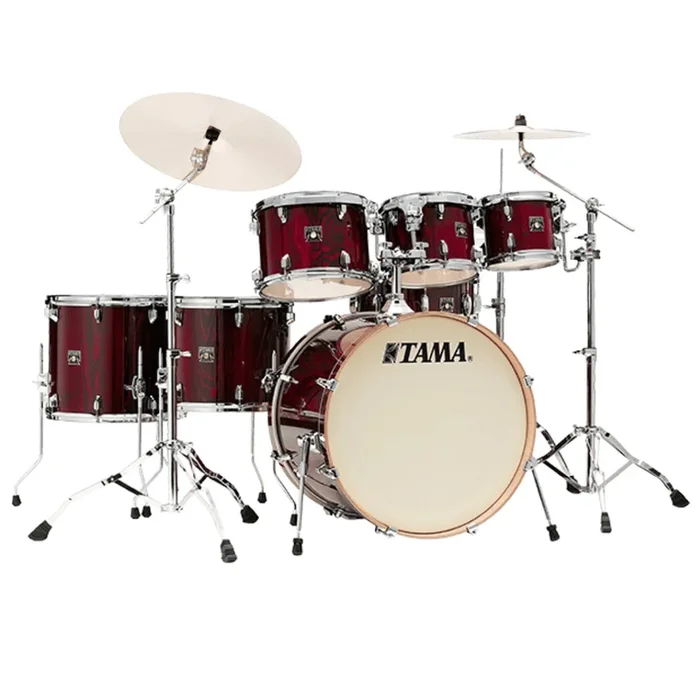 Tama CL72S Superstar Classic 7-Piece Shell Pack with 22″ Bass Drum and SM5W Hardware – Gloss Garnet Lacebark Pine