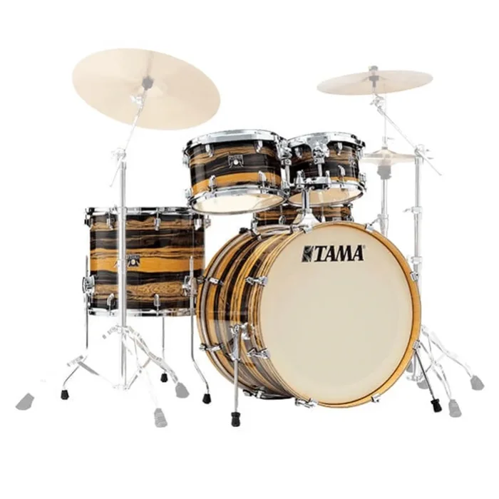Tama Superstar Classic 5-Piece Shell Pack with 22″ Bass Drum – Natural Ebony Tiger Wrap