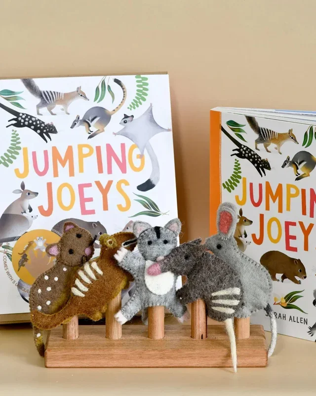 Tara Treasures – Jumping Joeys Finger Puppets and Book Set by Sarah Allen Back Jan 2026 Pre Order