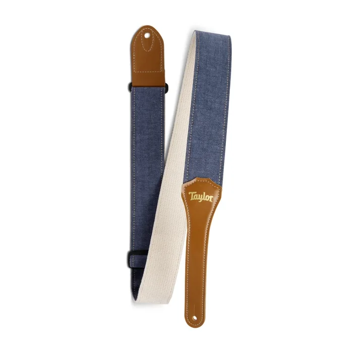 Taylor 2.5″ Vegan Guitar Strap, Herringbone Hemp Cotton, Blue