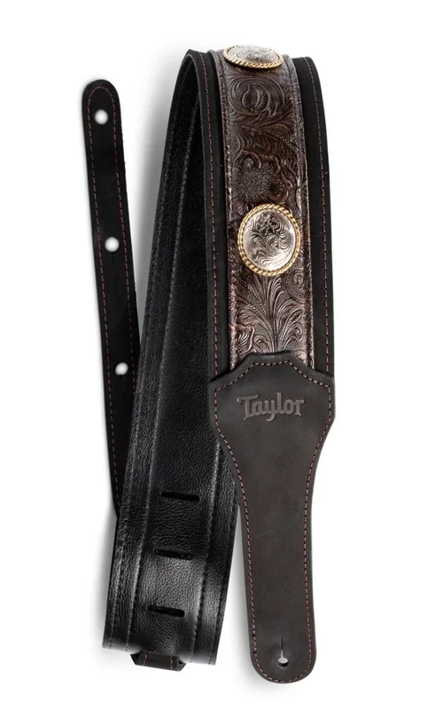 Taylor Grand Pacific 3″ Nickel Concho Leather Strap Black
