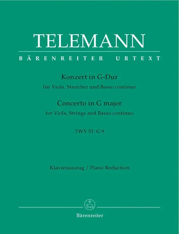 Telemann, Concerto in G for Viola and Piano (Barenreiter)