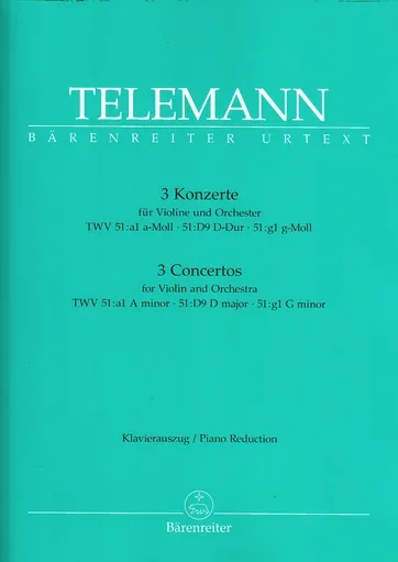 Telemann, G.P.: Three Concertos (violin & piano) Barenreiter