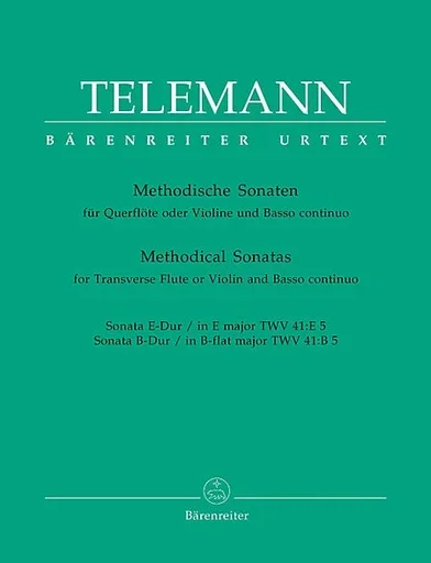 Telemann: Twelve Methodical Sonatas, Vol.5 E & Bb major (violin & piano, cello) Barenreiter