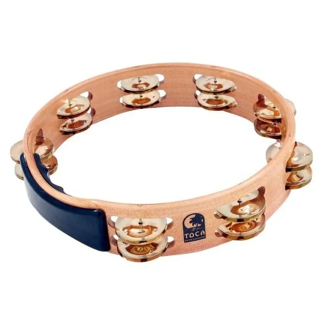 Toca Acacia Wood Tambourine, 10 Double Row T1010-AB