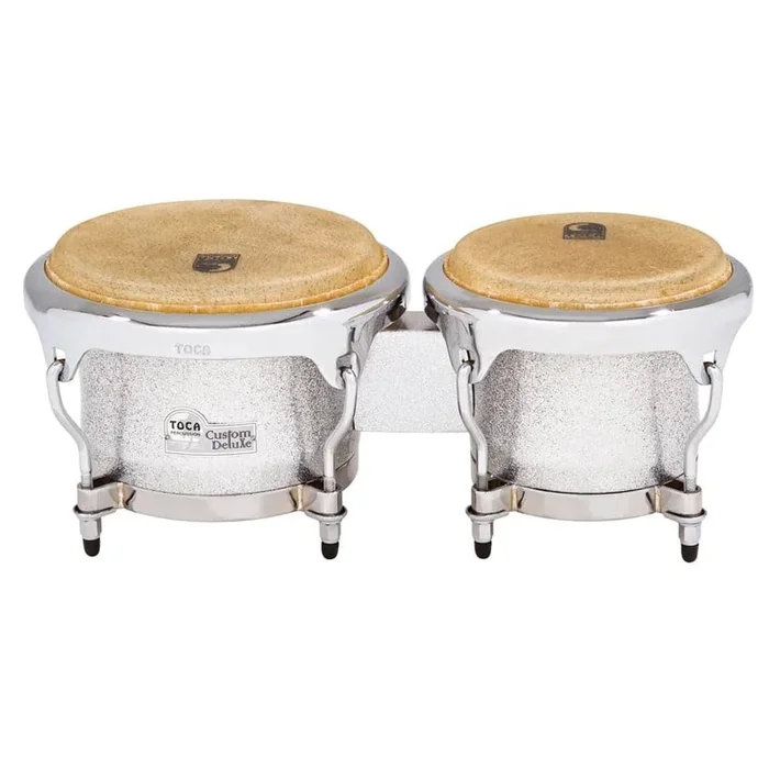 Toca Custom Deluxe Fiberglass Bongos Silver Sparkle