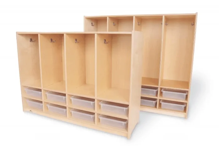 Toddler Eight Section Coat Locker With Trays – 2 Heights Available