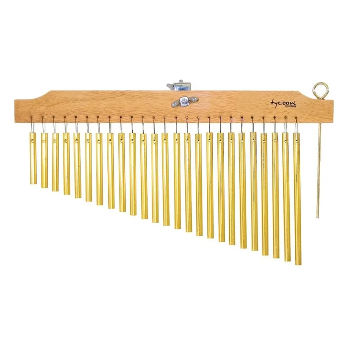 Tycoon Percussion 25 Gold Chimes w/Natural Finish Wood Bar