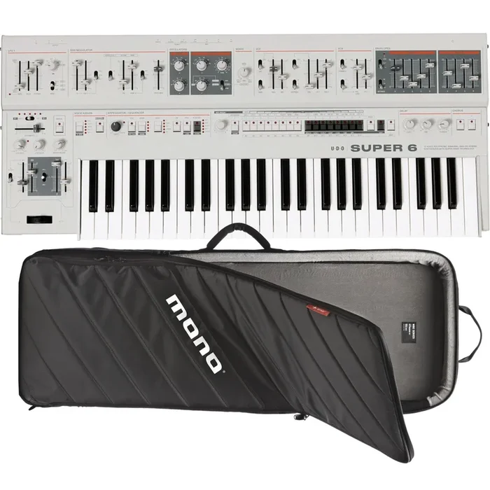 UDO Audio Super 6 12-Voice Polyphonic Keyboard Synthesizer – White CARRY BAG KIT
