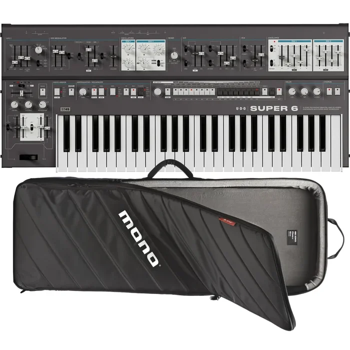 UDO Audio Super 6 ST49 12-Voice Keyboard Synthesizer – Black CARRY BAG KIT