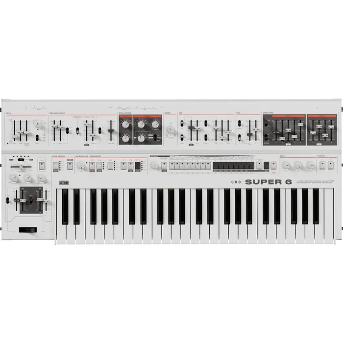 UDO Audio Super 6 ST49 12-Voice Keyboard Synthesizer – White