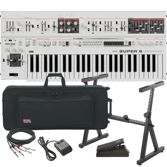 UDO Audio Super 6 ST49 12-Voice Keyboard Synthesizer – White STAGE RIG