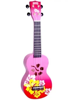 Ukulele Art Mahalo Hibiscus Soprano Ukulele | Red Burst