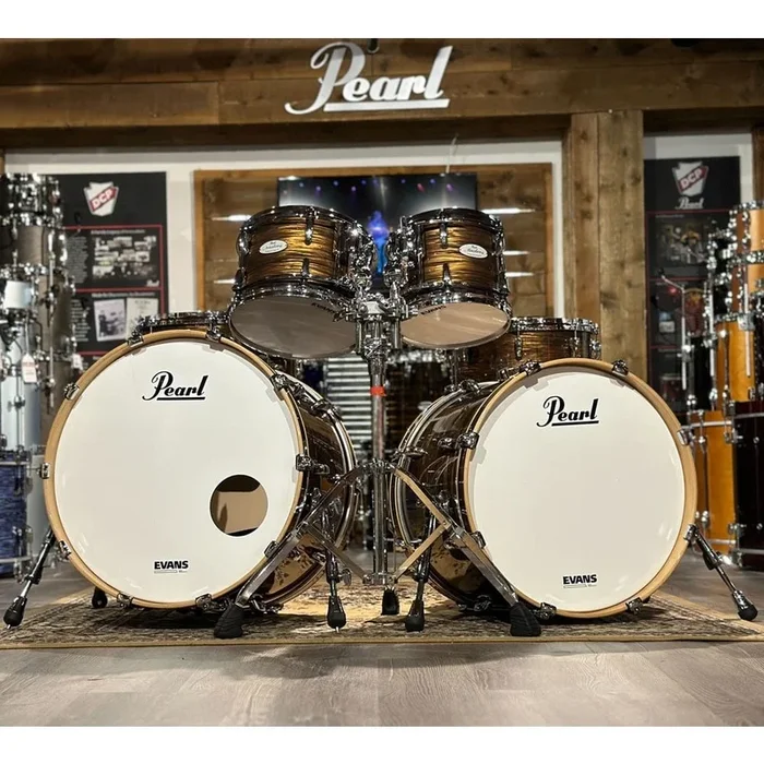 Used Pearl Music City Custom Masters Maple Gum 6pc Drum Set Bronze Oyster – Excellent