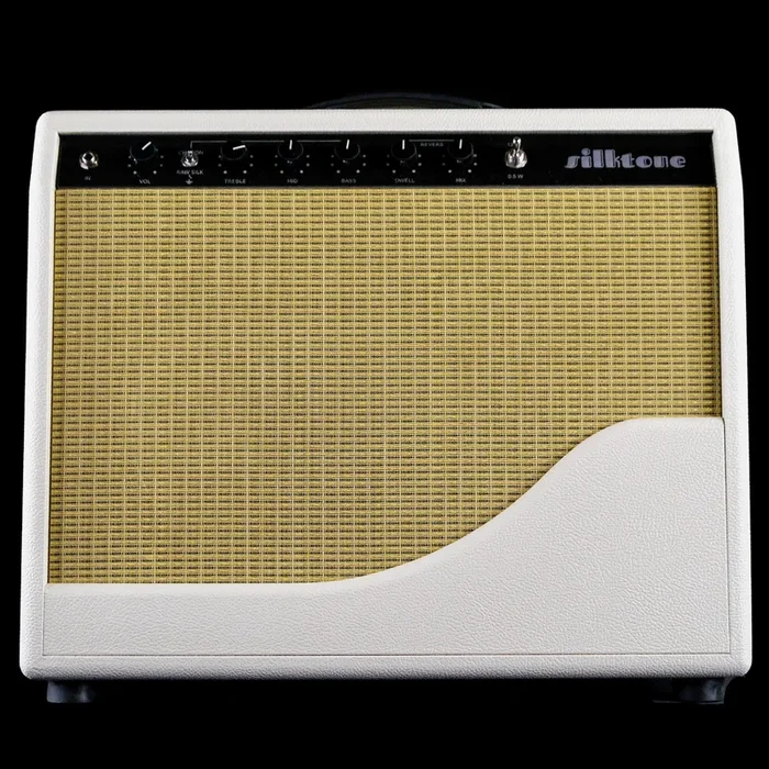 Used Silktone 12w KT66 Hand Wired Combo Amp – White Tolex with Gold Weave Grill