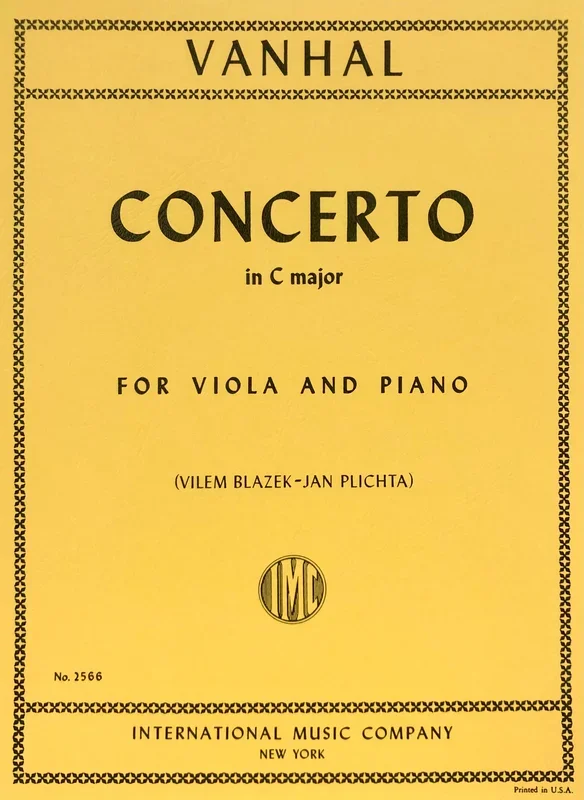 Vanhal, Concerto in C Major for Viola and Piano (IMC)