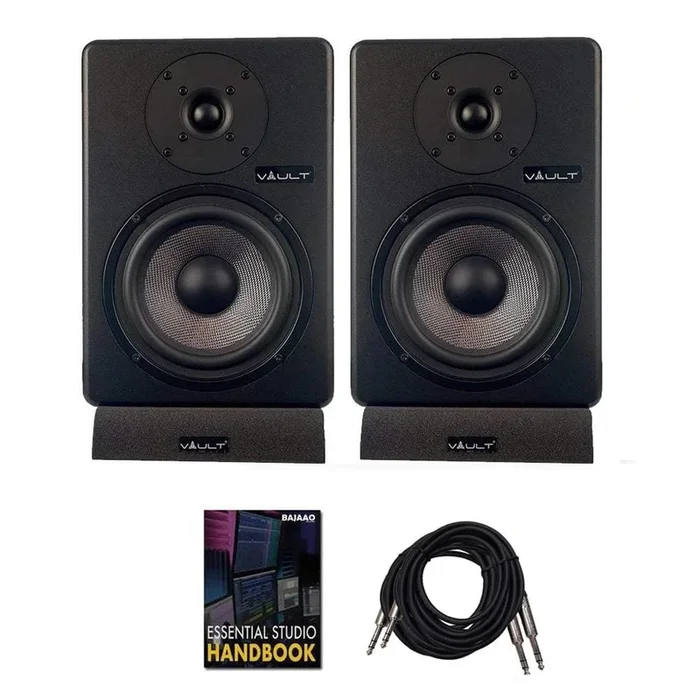 Vault C6 6-Inch Powered Studio Monitors with Isolation Pads, Cables, and Ebook – Pair
