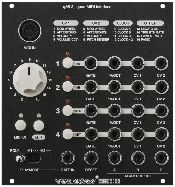 Vermona qMI 2 Quad MIDI Interface Eurorack Module
