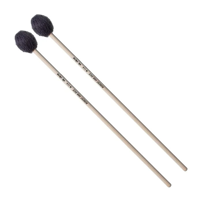 Vic Firth M114 Robert Van Sice Keyboard Mallets – Medium Charcoal Grey Yarn – Maple