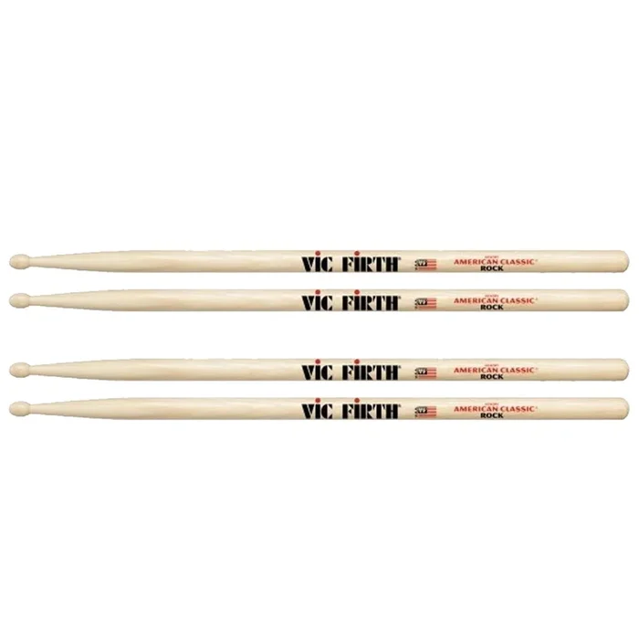 Vic Firth Wood Tip Rock Drum Stick (2 Pair Bundle)